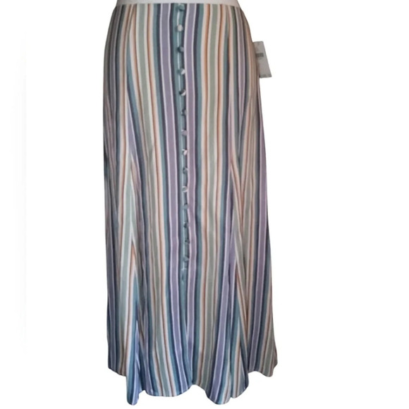 Anthropologie Maeve Freya Faux Button Front Full Hem Midi Skirt NWT Size 8 - Picture 3 of 8